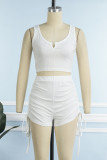 Casual Solid Bandage Patchwork U Neck Sleeveless Two Pieces