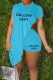 Casual Print Letter Asymmetrical O Neck Short Sleeve Two Pieces