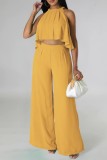 Casual Solid Basic O Neck Sleeveless Two Pieces