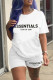 Casual Letter Print Basic O Neck Short Sleeve Two Pieces