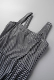Sexy Casual Striped Print Backless Spaghetti Strap Regular Jumpsuits