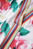 Casual Print Patchwork V Neck Long Dress Dresses
