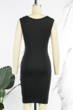 Sexy Solid Patchwork O Neck Pencil Skirt Dresses