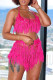 Sexy Solid Tassel Bandage Backless Swimwears