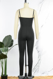 Sexy Casual Sportswear Solid Backless Spaghetti Strap Skinny Jumpsuits