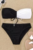 Sexy Solid Patchwork Backless Contrast Swimwears (With Paddings)