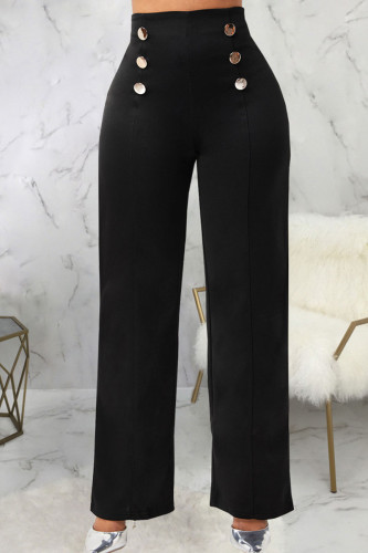 Casual Work Solid Patchwork Straight High Waist Straight Solid Color Bottoms