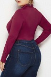 Sexy Casual Solid Basic Turtleneck Plus Size Romper
