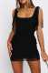 Sexy Solid Patchwork U Neck Pencil Skirt Dresses