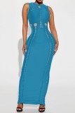 Sexy Casual Solid Hollowed Out O Neck Long Dress Dresses