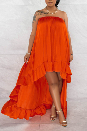 Sexy Casual Vacation Simplicity Solid Solid Color Strapless Strapless Dress Dresses
