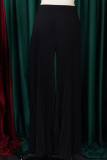 Casual Solid Patchwork Fold High Waist Straight Solid Color Bottoms