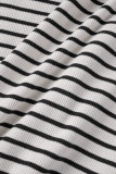 Casual Striped Print Basic Skinny High Waist Conventional Full Print Skirt