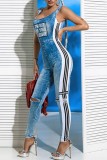 Sexy Casual Print Patchwork U Neck Skinny Jumpsuits