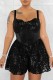 Sexy Casual Solid Sequins Patchwork Backless Spaghetti Strap Regular Romper