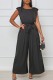 Casual Solid Patchwork O Neck Regular Jumpsuits