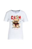 Casual Vintage Print Patchwork O Neck T-Shirts