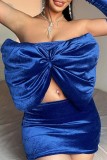 Sexy Solid Backless With Bow Strapless Two Pieces (With Sleeves)