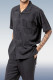 Black Tone On Tone Walking Suit 2 Piece Short Sleeve Set