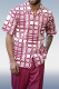 Men's 2 Piece Short Sleeve Walking Suit Windowpane Pattern in Raspberry