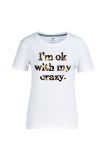 Casual Daily Print Letter O Neck T-Shirts