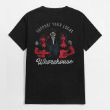 SUPPORT YOUR LOCAL Demon with Women Graphic Black Print T-shirt
