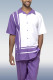 Purple Short Sleeve Trousers Two-Piece Walking Set