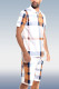 Men's White Plaid Polo Shirt 2 Piece Shorts Set