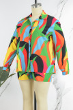 Casual Print Basic Shirt Collar Plus Size Two Pieces