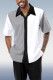 Black Vertical Color Block Walking Suit 2 Piece Short Sleeve Set