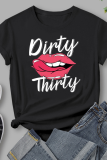Casual Street Lips Printed Patchwork Letter O Neck T-Shirts