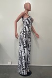 Sexy Casual Print Backless Spaghetti Strap Regular Jumpsuits