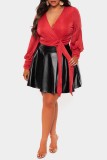 Casual Solid Basic Plus Size High Waist Skirt