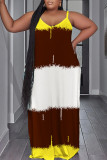 Sexy Casual Print Backless Spaghetti Strap Long Dress Plus Size Dresses