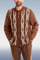 Brown Knitted Walking Suit Long Sleeve Suit 36