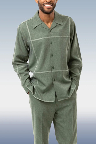 Men's Green Suede Long Sleeve Walking Suit 026