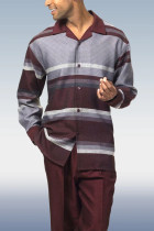 Men's Casual Striped Long Sleeve Walking Suit 024