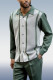 Long Sleeve Trousers Green Stripes Two-Piece Walking Set