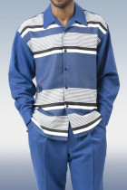 Long Sleeve Trousers Stripes Two Piece Walking Suit