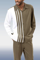 Olive Stripe Colorblock Walking Set 2-Piece Long Sleeve Set