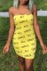 Sexy Casual Letter Print Backless Strapless Sleeveless Dress Dresses