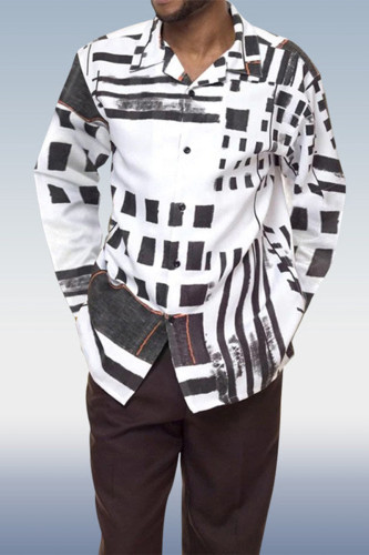 Men's Casual Check Long Sleeve Walking Suit 026