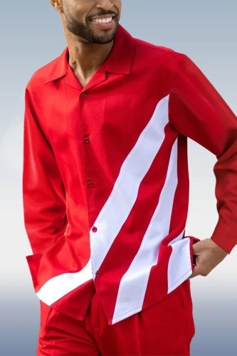 Red Walking Suit 2 Piece Long Sleeve Set 001