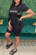 Street Print Letter O Neck Short Sleeve Two Pieces