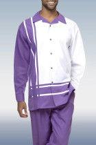 Men's Purple Color Long Sleeve Walking Suit 037