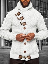 Casual Solid Patchwork Buttons Turtleneck Outerwear