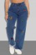 Casual Butterfly Embroidered High Waist Regular Denim Jeans