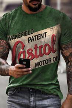 Casual Print Patchwork O Neck Tops