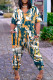 Casual Print Patchwork V Neck Regular Jumpsuits
