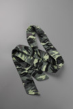 Casual Street Camouflage Print Bandage Patchwork Buckle Turndown Collar Regular Rompers